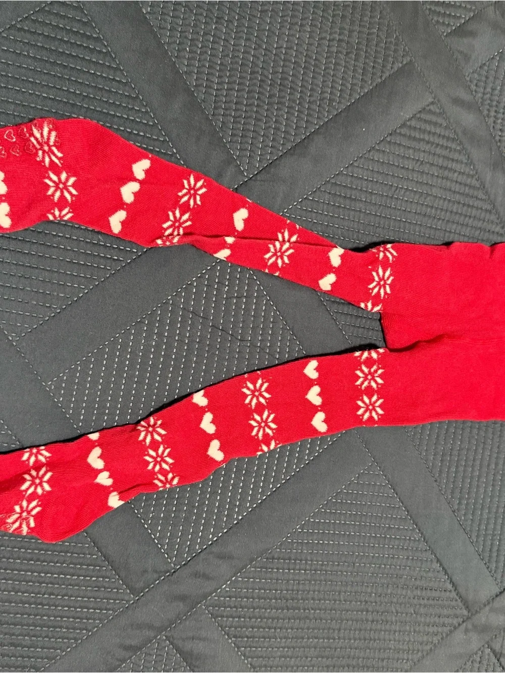The Children's Place Red and White Snowflake Leggings- 2 pairs